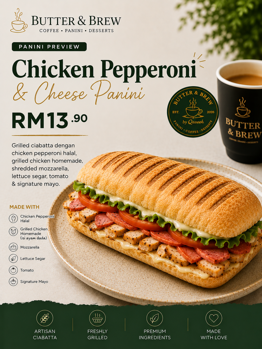 Chicken Pepperoni & Cheese Panini