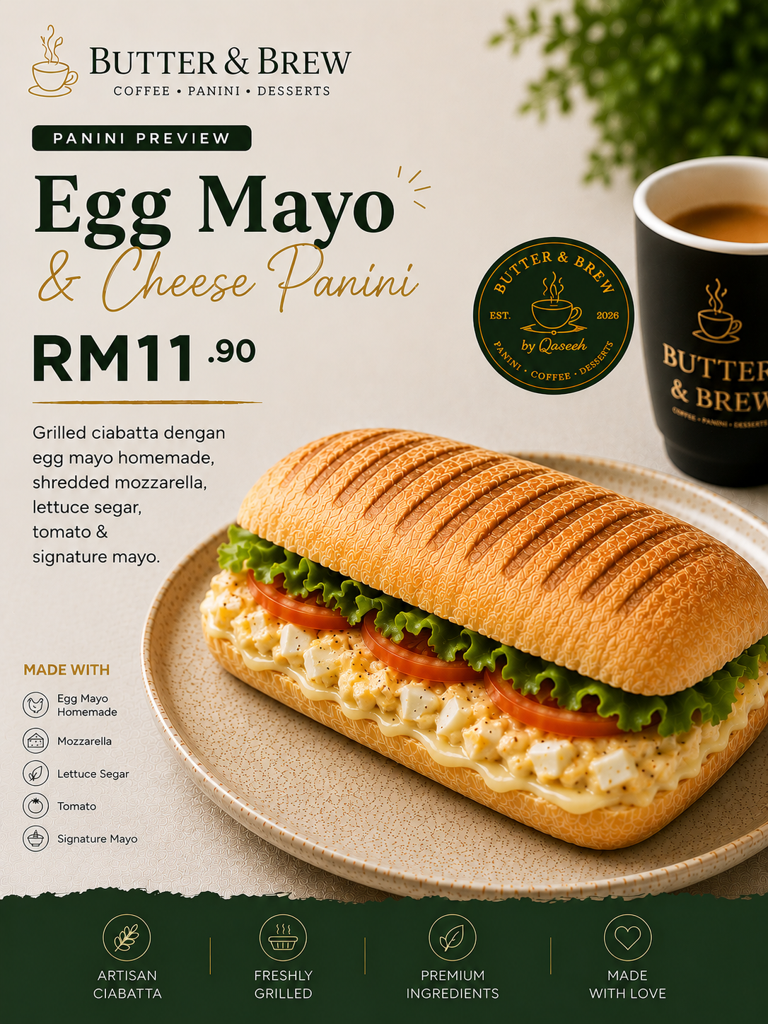 Egg Mayo & Cheese Panini