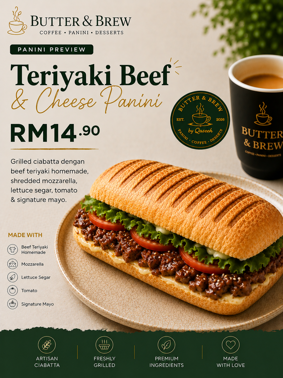 Teriyaki Beef & Cheese Panini